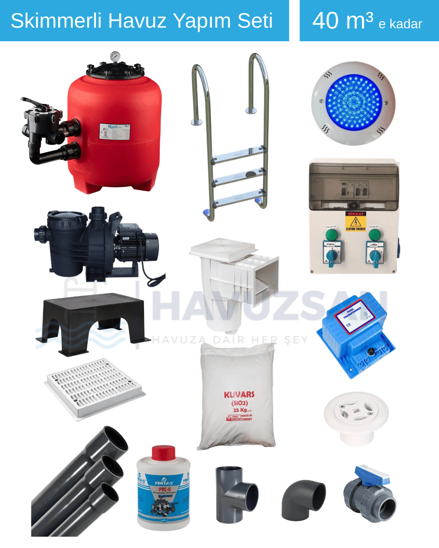 40 m3 Skimmerli Havuz Yapım Seti