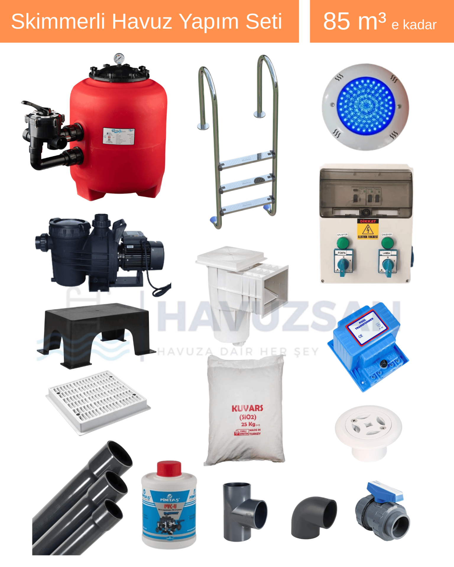 85 m3 Skimmerli Havuz Yapım Seti