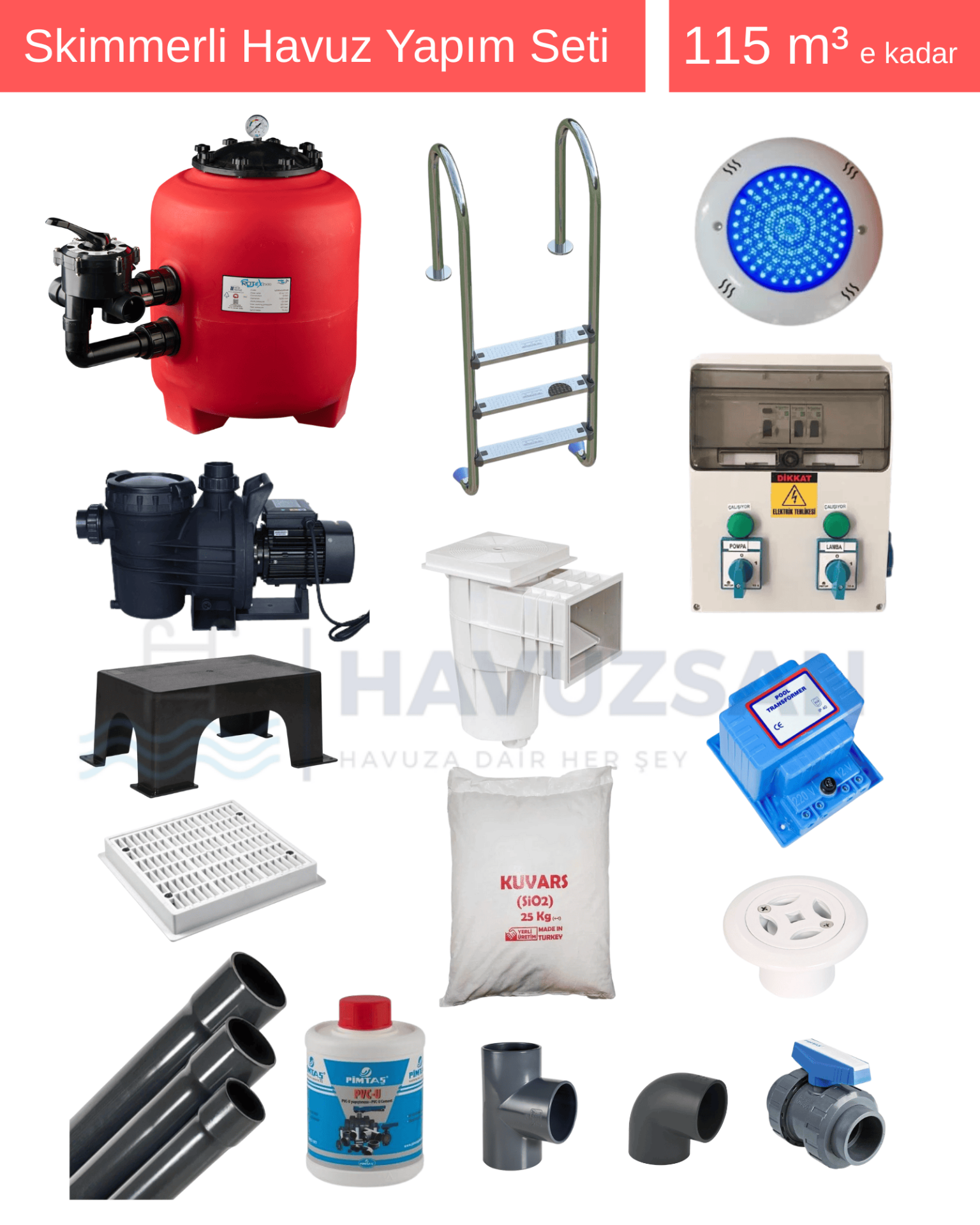 115 m3 Skimmerli Havuz Yapım Seti